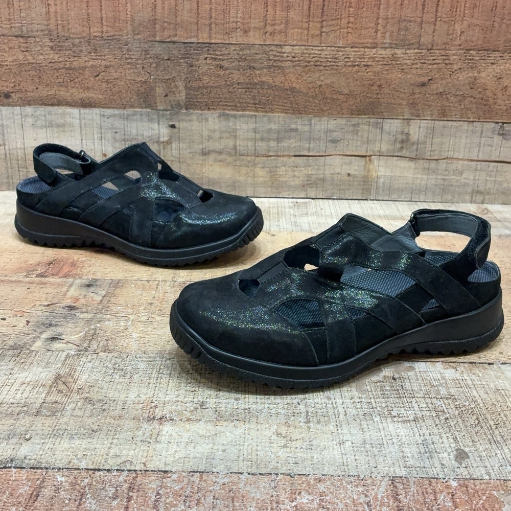 Drew Smiles Sandals Womens Size 9 WW 40 Black Leather Fisherman Comfort Shoes